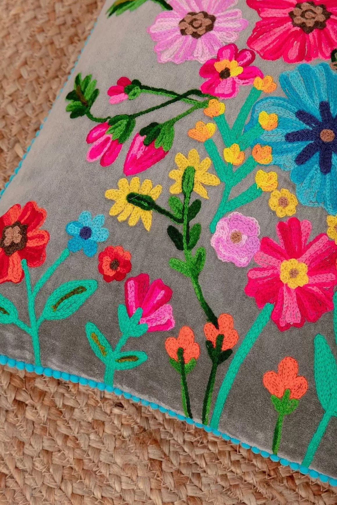 Carraig Donn HOME Velvet Floral Embroidered Cushion Store