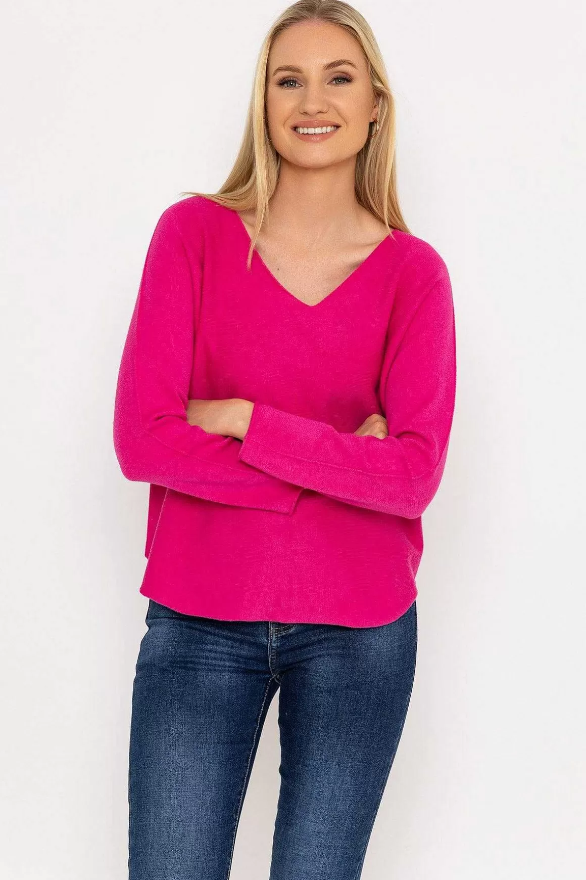 Pala D'oro V-Neck Jumper In Pink Outlet