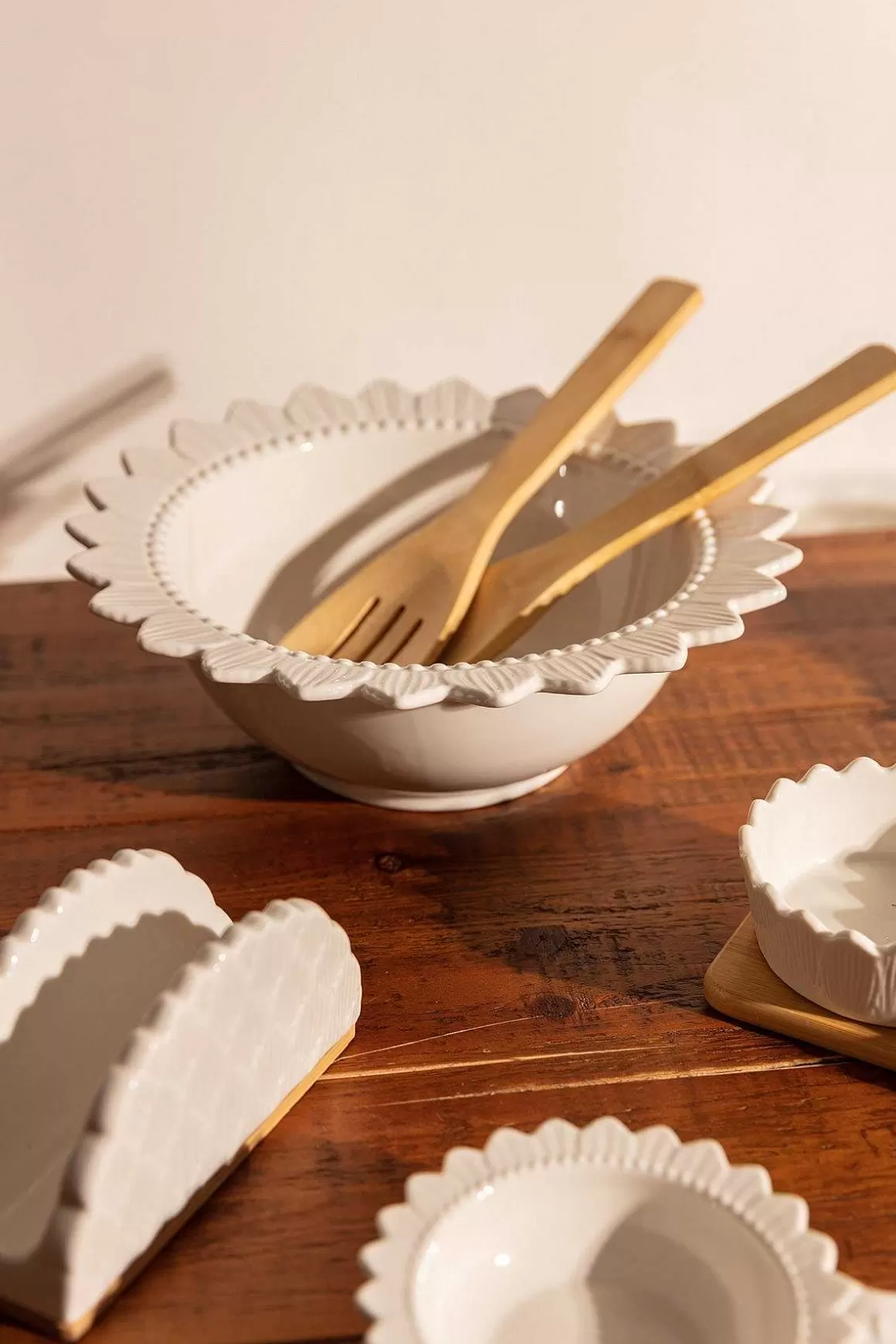 Carraig Donn HOME White Ceramic Salad Bowl Serving Set Cheap